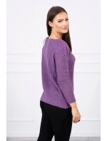 Svetr s ažurovým zdobením fialový Svetr s ažurovým zdobením fialový