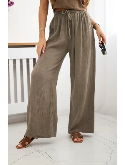 Mušelínové kalhoty se širokou nohavicí fango