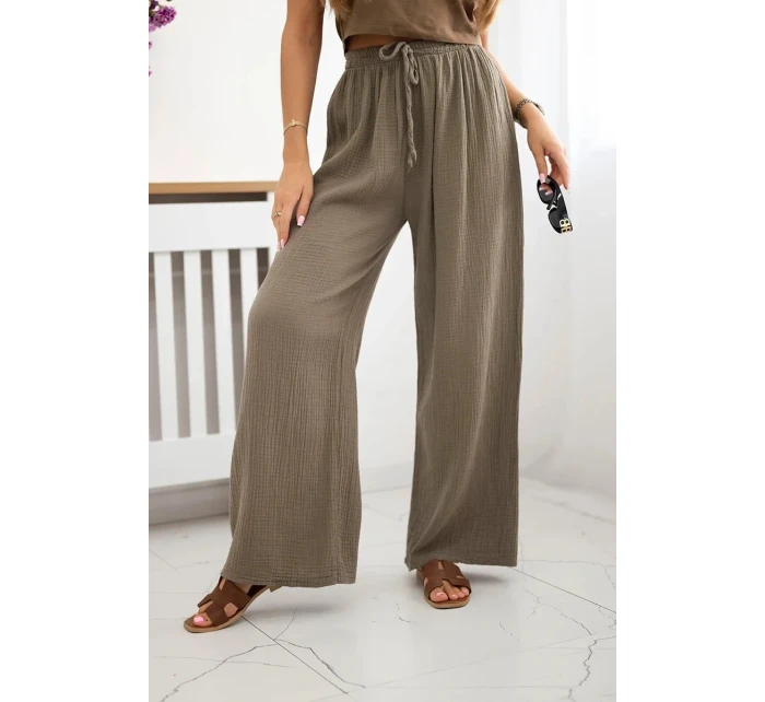 Mušelínové kalhoty se širokou nohavicí fango
