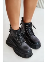 Zateplené kožené botky s masivní podrážkou model 21673861 černé - Goe