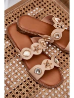 Dámské pantofle se zlatými doplňky béžové Jenoriela Dámské pantofle se zlatými doplňky béžové Jenoriela