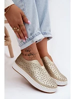 Otevřené Slip-on Sandály na Platformě Zlaté Glamma