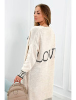 Kardiganový svetr s nápisem Love béžový