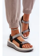 Dámské sandály na platformě a klínku Big Star šedá Dámské sandály na platformě a klínku Big Star šedá