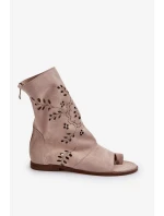 Zazoo dámské semišové sandály se svrškem na zip, béžová Zazoo dámské semišové sandály se svrškem na zip, béžová