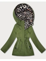 Dwustronna kurtka parka Goodlookin zielona panterka (KK60424-2#)