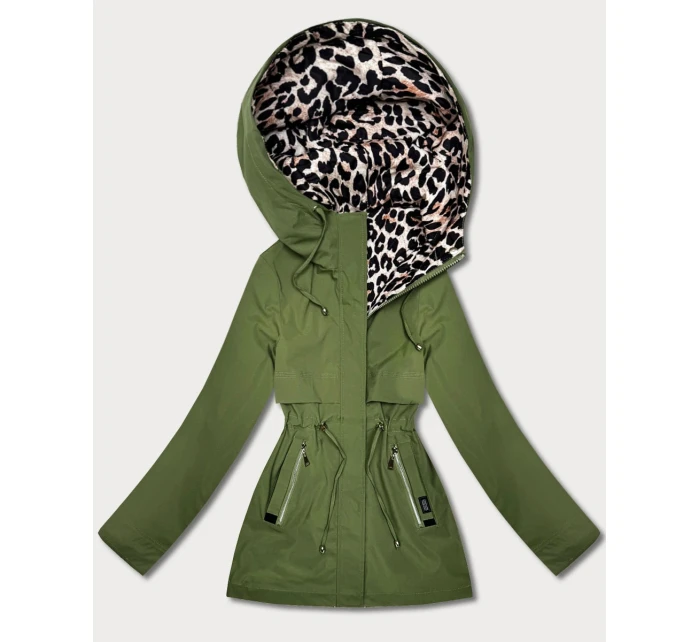 Dwustronna kurtka parka Goodlookin zielona panterka (KK60424-2#)