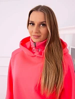 Zateplený rolák a mikina s kapucí růžová neonová
