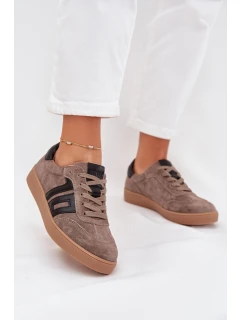 Dámské Semišové Tenisky model 21704966 Tmavě Béžové - VINCEZA