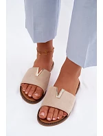 Dámské ploché nazouváky s ozdobným detailem V béžové model 22111384 - Boto