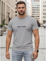 Pánské šedé bavlněné tričko s potiskem FashionStreet NX5106R Pánské šedé bavlněné tričko s potiskem FashionStreet NX5106R