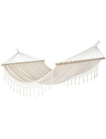 ZAHRADNÍ HOUPACÍ SÍŤ PRO 1 OSOBU 200X100CM S TYČÍ A STŘAPCI MIAMI ECRU