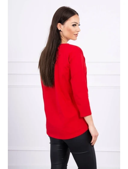 Halenka s grafikou dívky v 3D brýlích červená Halenka s grafikou dívky v 3D brýlích červená