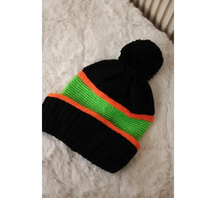 Dámská čepice Kinga K297 black+orange+green neon Dámská čepice Kinga K297 black+orange+green neon