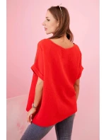 : Muslínová blůza s náhrdelníkem - červená