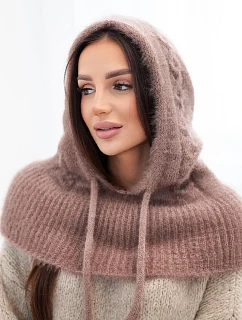 Dámská čepice s kapucí, šněrováním a copánkovým vzorem model 22557731 - K-Fashion