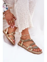 Dámské sandály se zdobením eko kůže  zlaté model 21693435 - Artiker