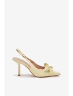 Dámské sandály na podpatku s mašlí Žluté model 22027955 - Boto