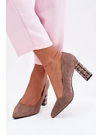 Semišové lodičky na podpatku světle hnědé model 22091824 - SERGIO LEONE Semišové lodičky na podpatku světle hnědé model 22091824 - SERGIO LEONE