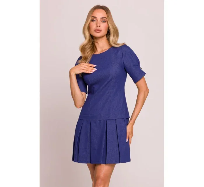 model 20970485 Džínové šaty se záhyby modré - Moe model 20970485 Džínové šaty se záhyby modré - Moe