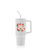 Personalizovaná termoska s barevným víčkem s ovocem a textem 