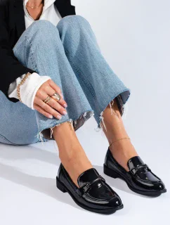 Výborné mokasíny dámské černé bez podpatku