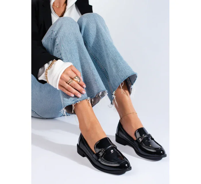 Výborné mokasíny dámské černé bez podpatku Výborné mokasíny dámské černé bez podpatku