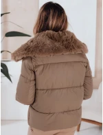 Dámská prošívaná krátká bunda s kožešinou FashionStreet camel TY5069