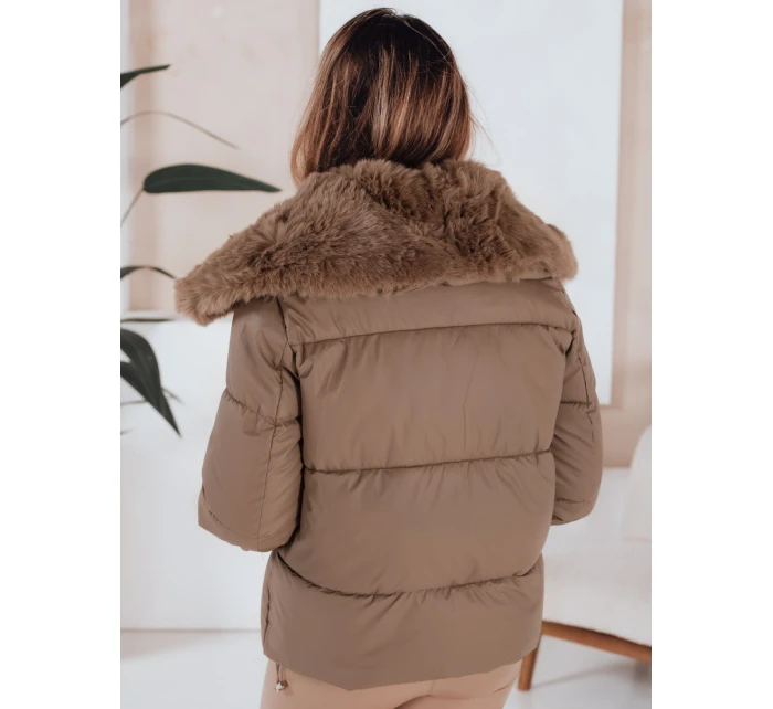 Dámská prošívaná krátká bunda s kožešinou FashionStreet camel TY5069