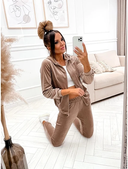 Dámská tepláková souprava v barvě cappuccino s rozepínací mikinou model 20878967 - Moon