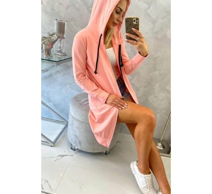 Mikina s kapucí lososová