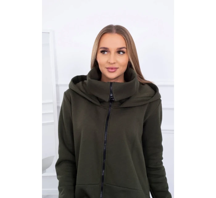 Zateplené šaty s delšími boky khaki