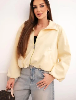Dámská bunda se zipem a model 21961332 rukávy žlutá - K-Fashion