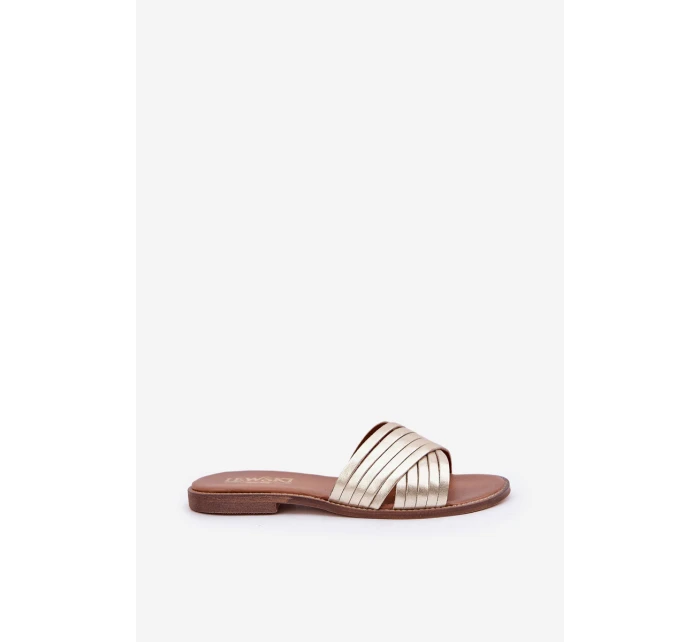 Kožené dámské pantofle Lewski Shoes model 21682360 zlaté - Boto Kožené dámské pantofle Lewski Shoes model 21682360 zlaté - Boto