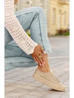 Vzorované dámské tenisky na platformě s pleteninou Lee Cooper LCW-25-08-3646L Khaki