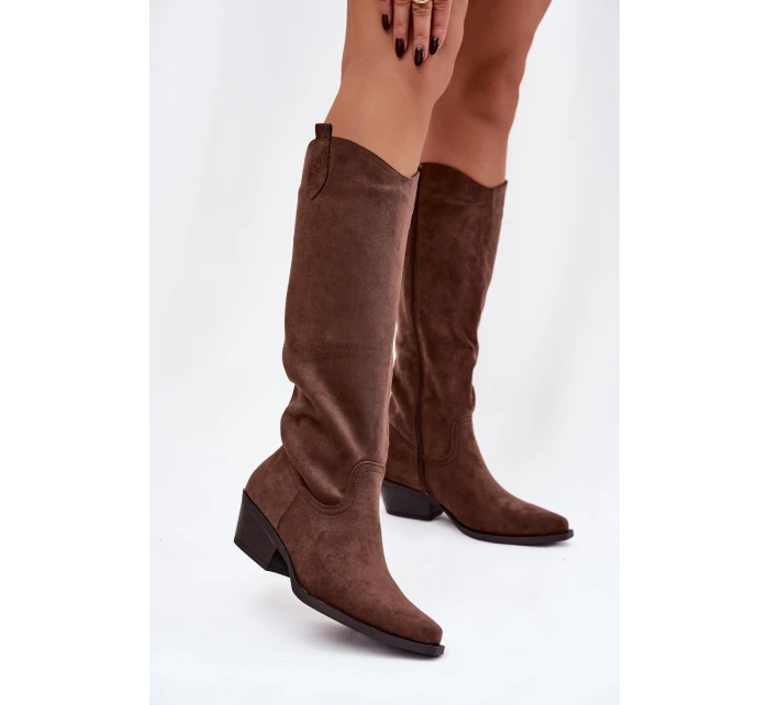 Dámské Na Podpatku Z Eko Semiše Hnědé model 21757567 - Boto