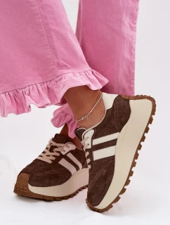 Semišové tenisky na masivní platformě D&A GR61-5986 Čokoládové