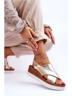 kožené sandály na klínu Zlaté Morgan