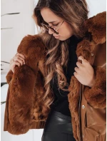 Dámská kožená bunda s kožešinou hnědá Dstreet model 21991686 - FashionStreet