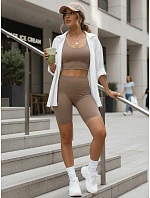 Dámské cyklistické šortky s vysokým pasem béžové FashionStreet SY0582 Dámské cyklistické šortky s vysokým pasem béžové FashionStreet SY0582