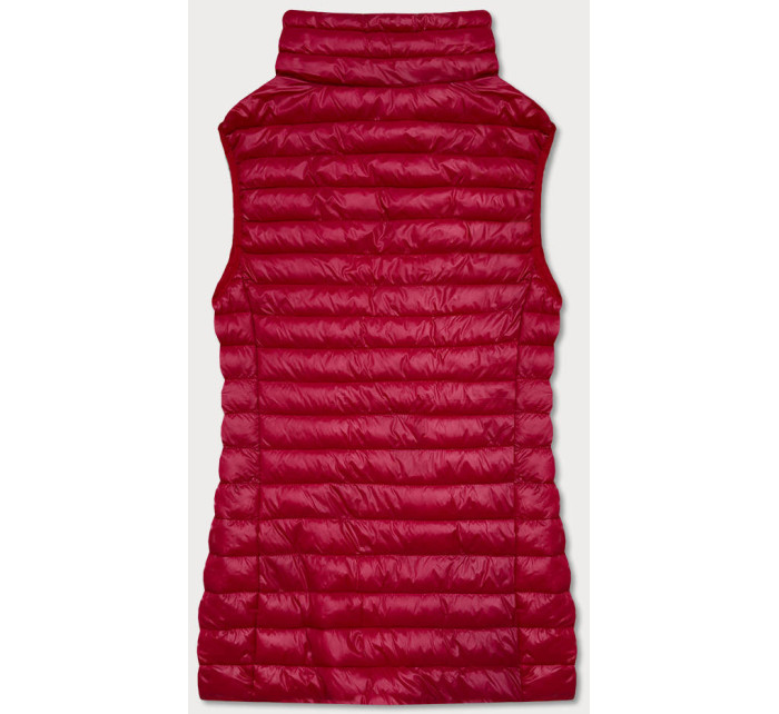 Krátká prošívaná dámská vesta v bordó barvě (5M702-6)