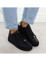 Dámské kožené boty na platformě černé Rieker W2605-02 Dámské kožené boty na platformě černé Rieker W2605-02