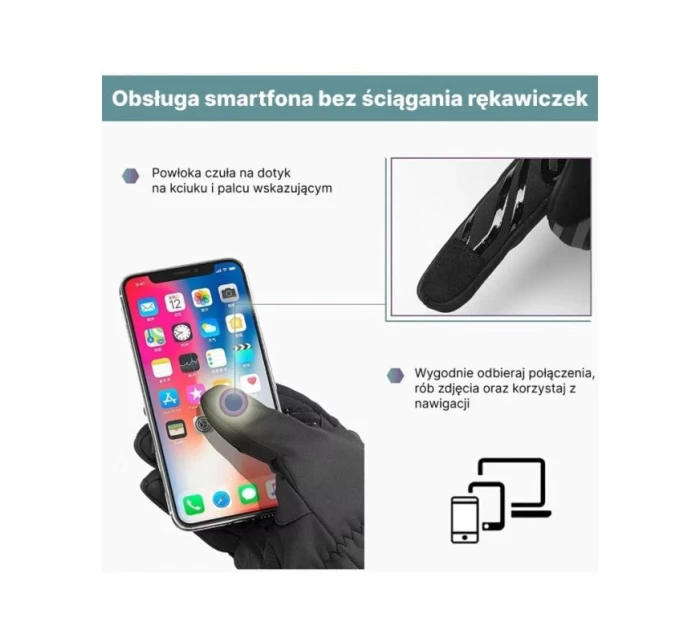 Rockbros zimowe rękawiczki rowerowe czarne XL