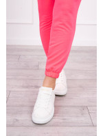 Bavlněné kalhoty růžové neonové