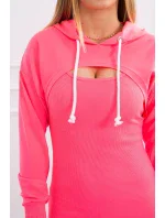 Šaty s mikinou růžové neonové