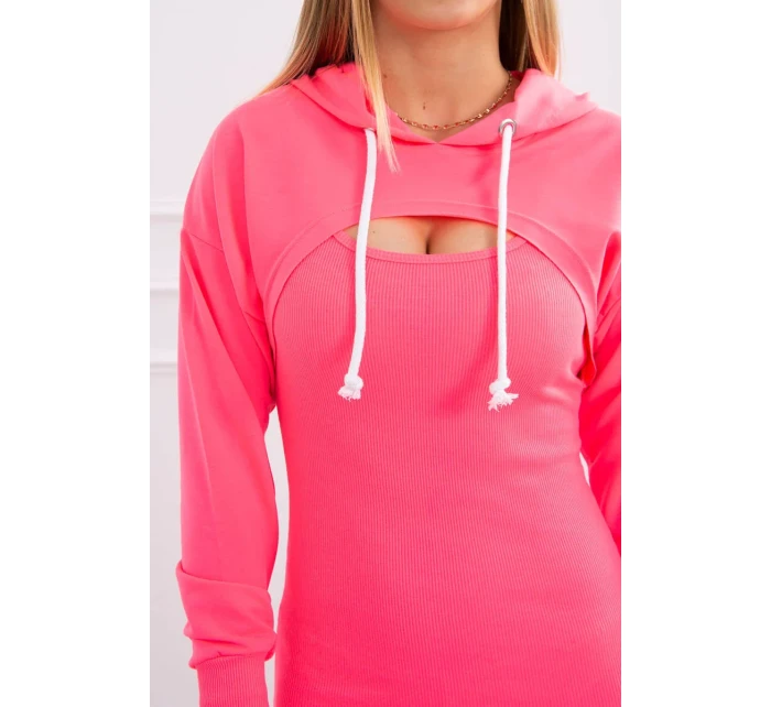 Šaty s mikinou růžové neonové