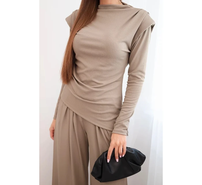 Dámská bavlněná souprava s halenkou a kalhotami širokého střihu fango