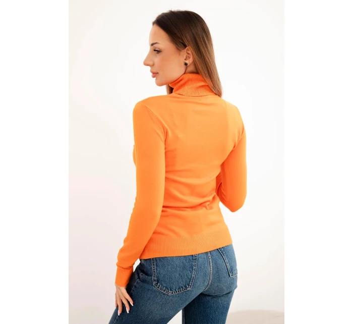 Dámský svetr z viskózy s rolákem a dlouhým rukávem oranžový