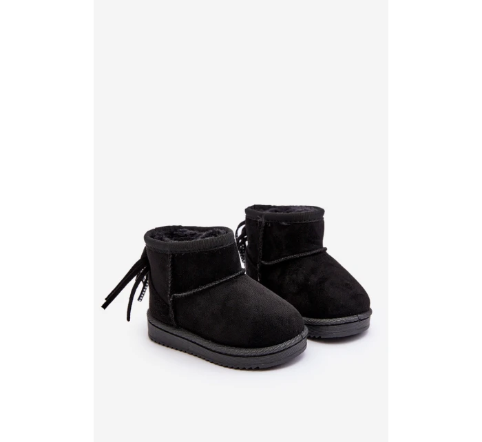 Dětské kozačky s kožešinou a šňůrkami Černé Mikyla Dětské kozačky s kožešinou a šňůrkami Černé Mikyla