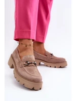 dámské semišové mokasíny béžové model 21655418 - VINCEZA